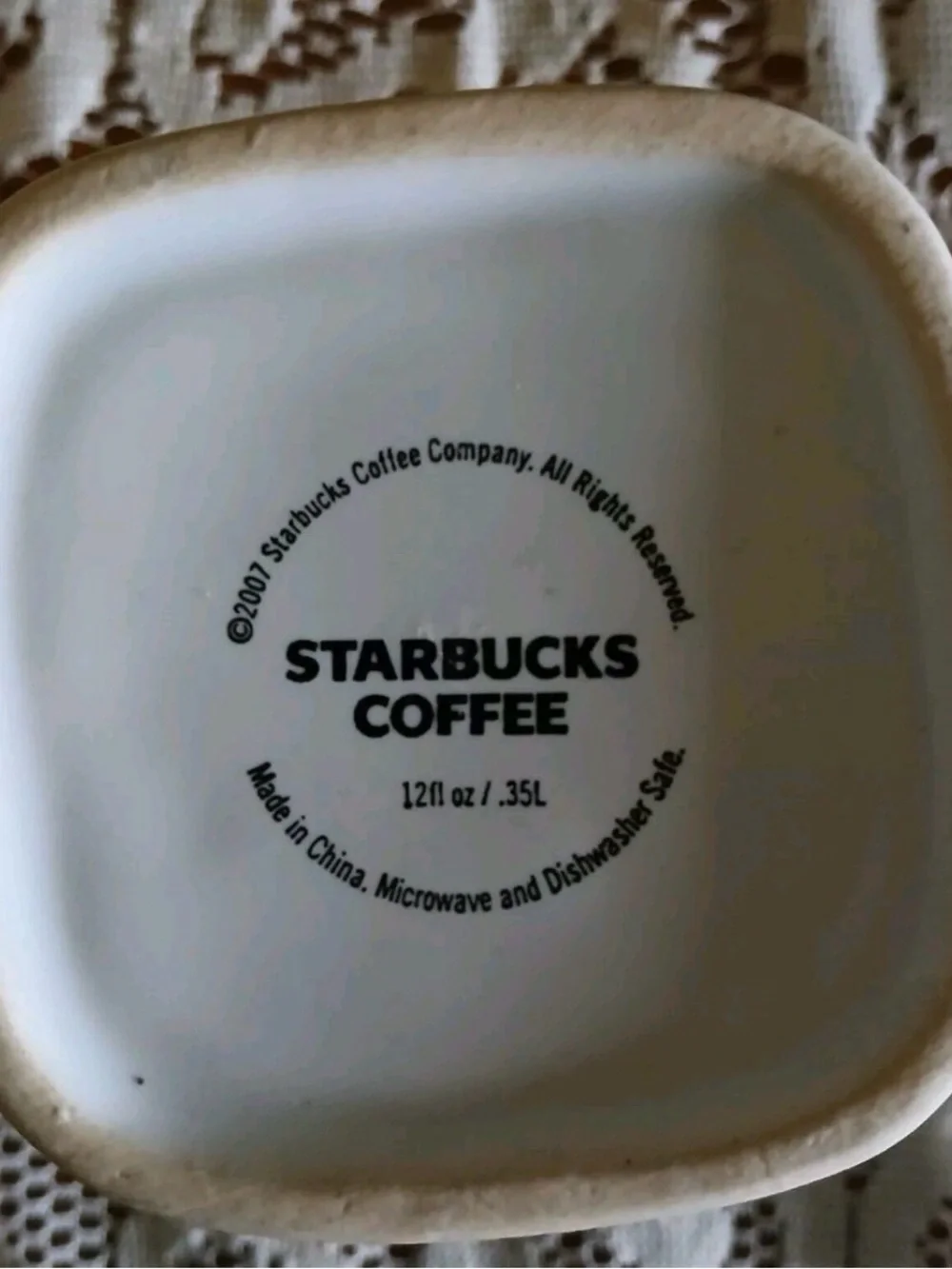 Starbucks 2007 Square Coffee Mug Classic Mermaid Logo White Retired 12 FL oz.